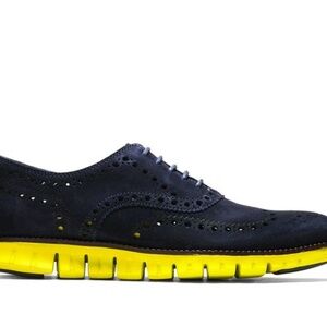 Cole Haan ZeroGrand Navy and Yellow Oxford Shoes with Modern Sole